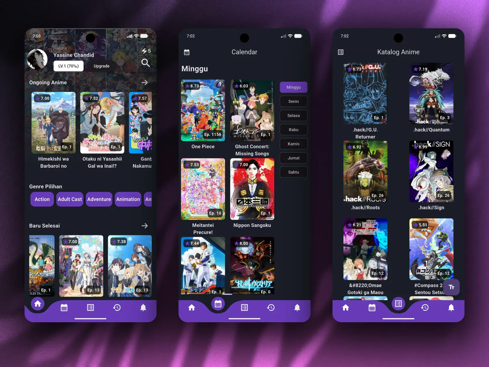 The AnimeHub streaming app running on a phone