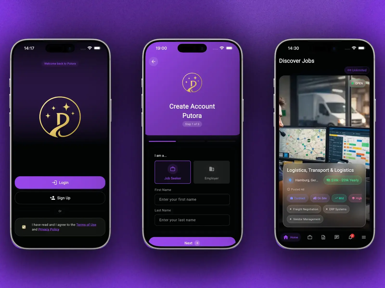 The Putora job marketplace app and web portal