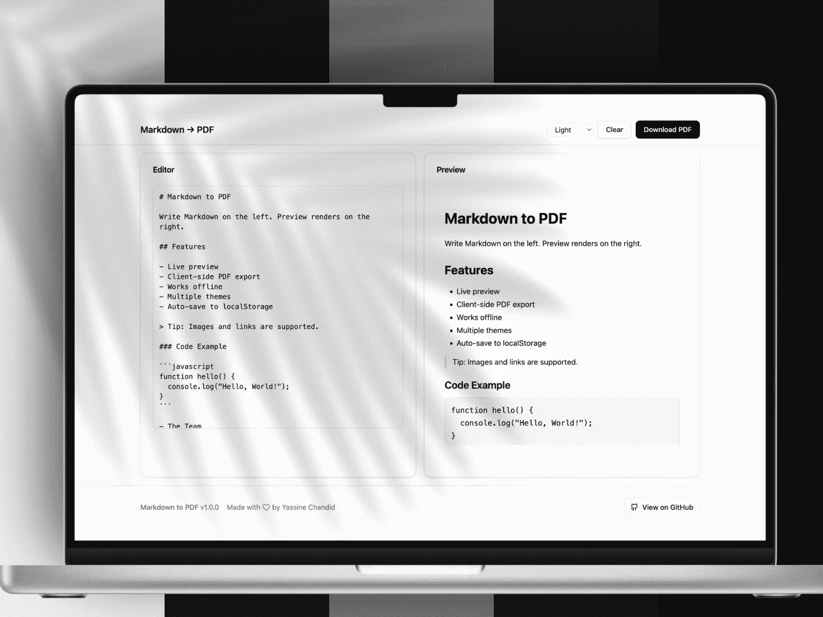 Markdown to PDF